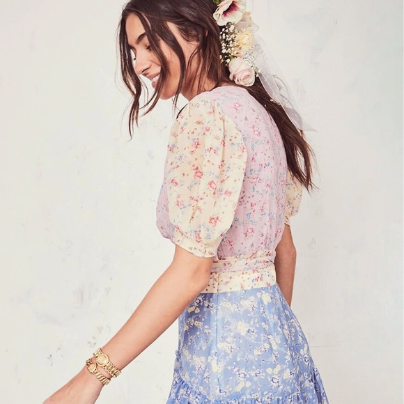 Floral color block dress in baby colors 💗💕💙💛🤍💝 - Picture 10 of 16